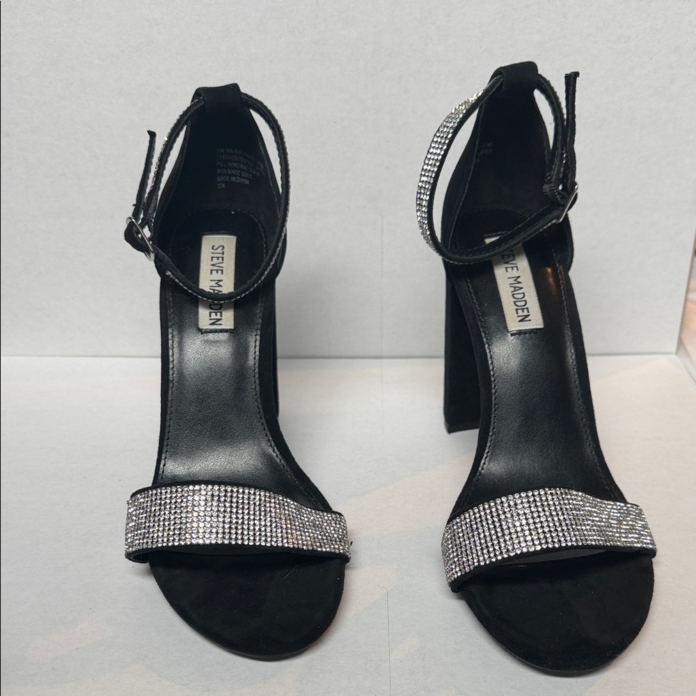 Steve Madden Black Heels with Silver Details